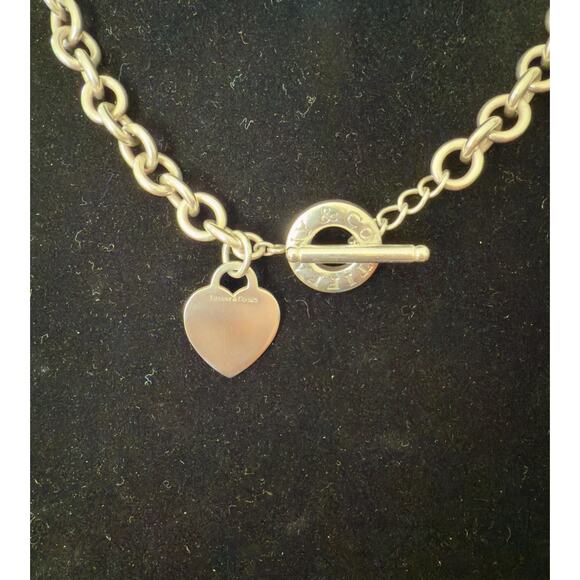 Tiffany & Co. Sterling Silver Heart Tag Toggle Necklace | 16” Choker Length - Picture 5 of 7